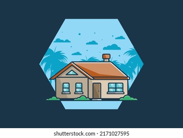 Colorful simple dream house flat illustration design