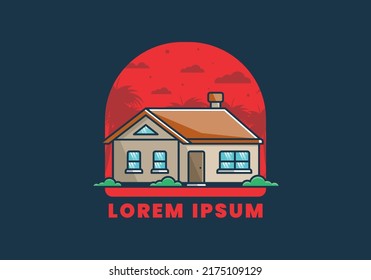 Colorful simple dream house flat illustration design