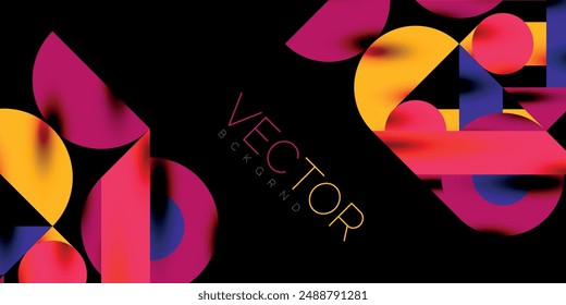 Colorful simple dynamic geometric forms circles lines and round shapes. Mosaic techno art concept. Vector Illustration For Wallpaper, Banner, Background, Card, Book Illustration, landing page