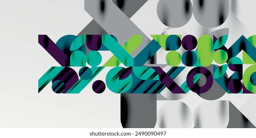 Colorful simple dynamic geometric forms circles lines and round shapes. Mosaic techno art concept. Vector Illustration For Wallpaper, Banner, Background, Card, Book Illustration, landing page