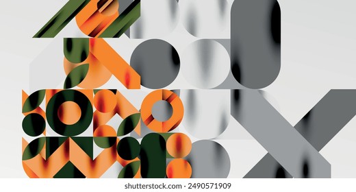 Colorful simple dynamic geometric forms circles lines and round shapes. Mosaic techno art concept. Vector Illustration For Wallpaper, Banner, Background, Card, Book Illustration, landing page