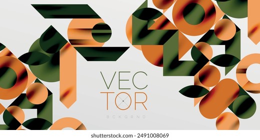 Colorful simple dynamic geometric forms circles lines and round shapes. Mosaic techno art concept. Vector Illustration For Wallpaper, Banner, Background, Card, Book Illustration, landing page