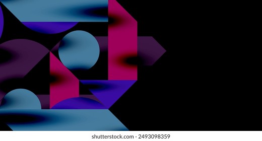 Colorful simple dynamic geometric forms circles lines and round shapes. Mosaic techno art concept. Vector Illustration For Wallpaper, Banner, Background, Card, Book Illustration, landing page