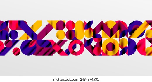 Colorful simple dynamic geometric forms circles lines and round shapes. Mosaic techno art concept. Vector Illustration For Wallpaper, Banner, Background, Card, Book Illustration, landing page