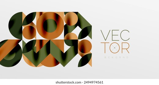 Formas geométricas dinámicas simples coloridas rodean líneas y Formas redondas. Concepto de arte tecno mosaico. Ilustración vectorial Para Fondo de pantalla, Anuncio, Fondo, Tarjeta, Ilustración de libro, página de destino