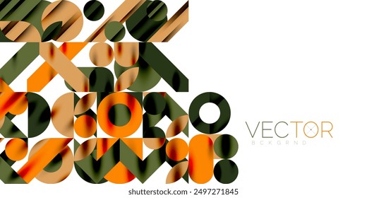 Colorful simple dynamic geometric forms circles lines and round shapes. Mosaic techno art concept. Vector Illustration For Wallpaper, Banner, Background, Card, Book Illustration, landing page