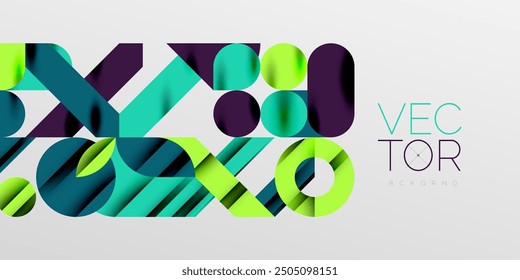 Colorful simple dynamic geometric forms circles lines and round shapes. Mosaic techno art concept. Vector Illustration For Wallpaper, Banner, Background, Card, Book Illustration, landing page