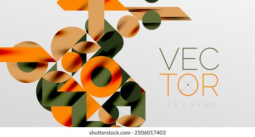 Colorful simple dynamic geometric forms circles lines and round shapes. Mosaic techno art concept. Vector Illustration For Wallpaper, Banner, Background, Card, Book Illustration, landing page