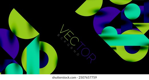 Colorful simple dynamic geometric forms circles lines and round shapes. Mosaic techno art concept. Vector Illustration For Wallpaper, Banner, Background, Card, Book Illustration, landing page