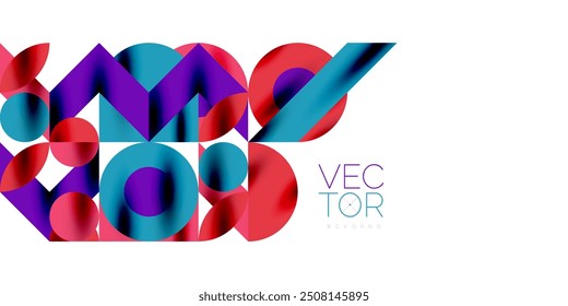 Colorful simple dynamic geometric forms circles lines and round shapes. Mosaic techno art concept. Vector Illustration For Wallpaper, Banner, Background, Card, Book Illustration, landing page