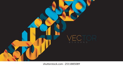 Colorful simple dynamic geometric forms circles lines and round shapes. Mosaic techno art concept. Vector Illustration For Wallpaper, Banner, Background, Card, Book Illustration, landing page