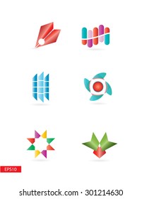Colorful simple but elegant modern 3d logo elements set for various use .