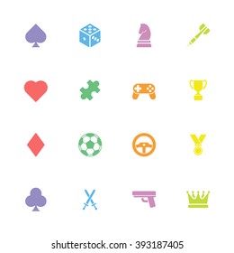 Colorful Simple Flat Game Icon Set For Web Design, User Interface (UI), Infographic And Mobile Application (apps)