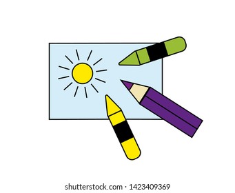 Colorful simple flat illustration: drawing process