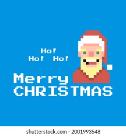 colorida ilustración de un retrato de un Papá Noel sonriente con la inscripción Feliz Navidad a su lado