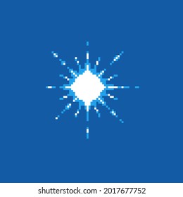 colorful simple flat pixel art illustration of cartoon multibeam radiance effect