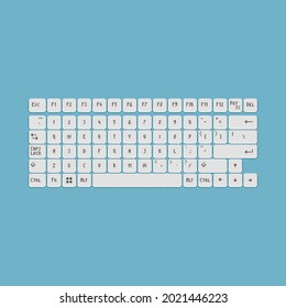 Colorful Simple Flat Pixel Art Illustration Of Cartoon All White Laptop Or Pc Keys Template