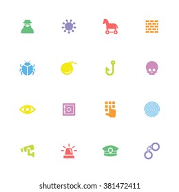 colorful simple flat security icon set 6 for web design, user interface (UI), infographic and mobile application (apps)