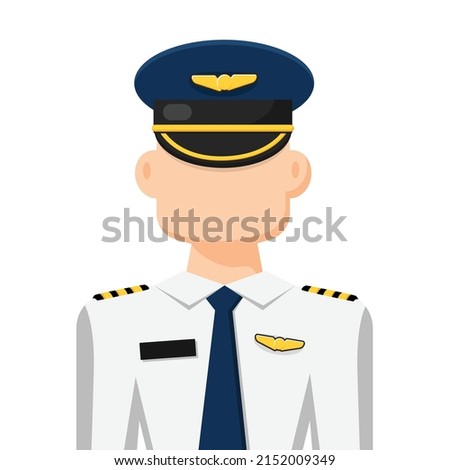 Colorful simple flat vector of airline pilot, icon or symbol, people concept vector illustration.