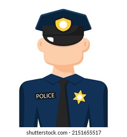 Colorful simple flat vector of policeman, icon or symbol, people concept vector illustration.