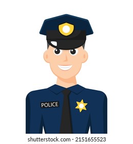 Colorful simple flat vector of policeman, icon or symbol, people concept vector illustration.