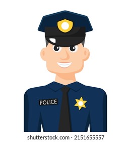 Colorful simple flat vector of policeman, icon or symbol, people concept vector illustration.