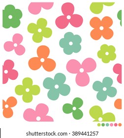 Colorful Simple Flowers Seamless Vector Pattern Stock Vector (Royalty ...