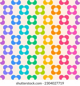 Colorful simple geometric floral seamless pattern background.