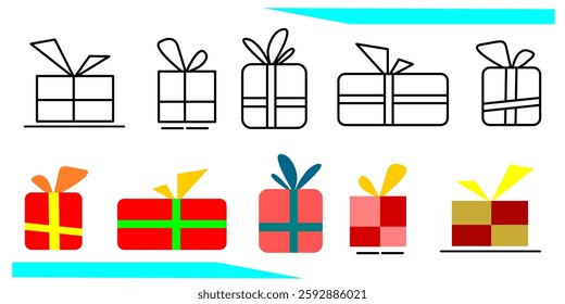 Colorful and simple gift set icon