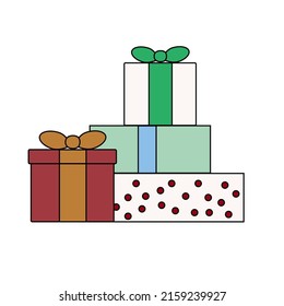 Colorful simple line gift boxes icon