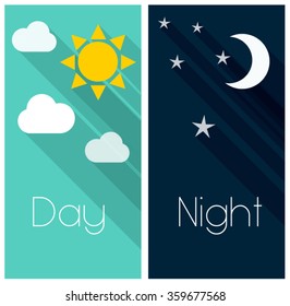 colorful simple minimal modern
flat design day and night weather forecast application element template illustration with day and night sign with bright and dark turquoise blue background