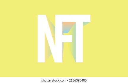 Colorful simple NFT text, NFT text banner, Non-fungible token typography design