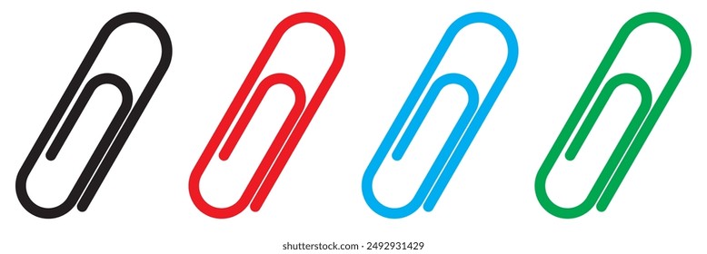Colorful simple paper clip icon set.