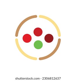 colorful simple pizza different toppings logo vector illustration template design