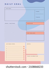 Colorful and simple printable daily goal planner, for daily use