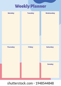 Colorful and simple printable weekly planner, for weekly use