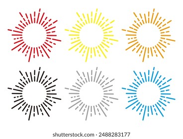 Colorful simple round sunburst frames set