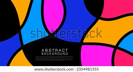 Colorful simple shapes abstract background pattern color with solid blue, pink and orange with bold line on background. Eps10 vector