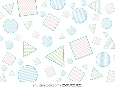 Colorful and simple shapes and stripes background illustration