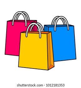 Colorida bolsa de compra simple vectorial