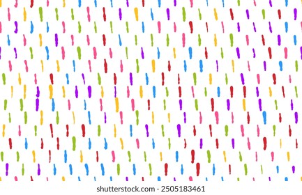 Colorful simple small dash seamless pattern on white background.