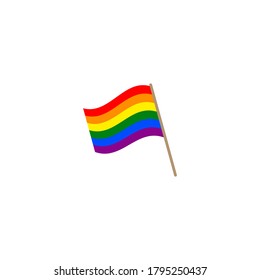 colorful simple vector flat art cartoon illustration of tilted lgbt rainbow flag