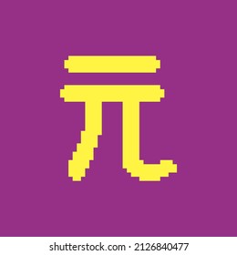 colorful simple vector flat pixel art illustration of yellow chinese renminbi symbol