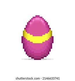 colorful simple vector flat pixel art illustration of cartoon colored easter egg