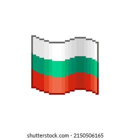 colorful simple vector flat pixel art illustration of flowing flag of Bulgaria