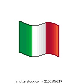 colorful simple vector flat pixel art illustration of flowing flag of Italy