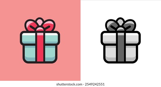 Colorful simple vector illustration of christmas gift box