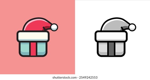 Colorful simple vector illustration of christmas gift box