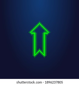 colorful simple vector pixel art illustration of green led light up arrow
