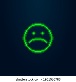 colorful simple vector pixel art illustration of absrtract green led light sad emoji